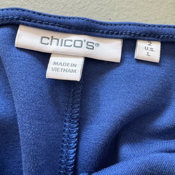 Chico’s Blue Short-Sleeve Cinched Midi Dress – Size 2 (Large) - Picture 7 of 8